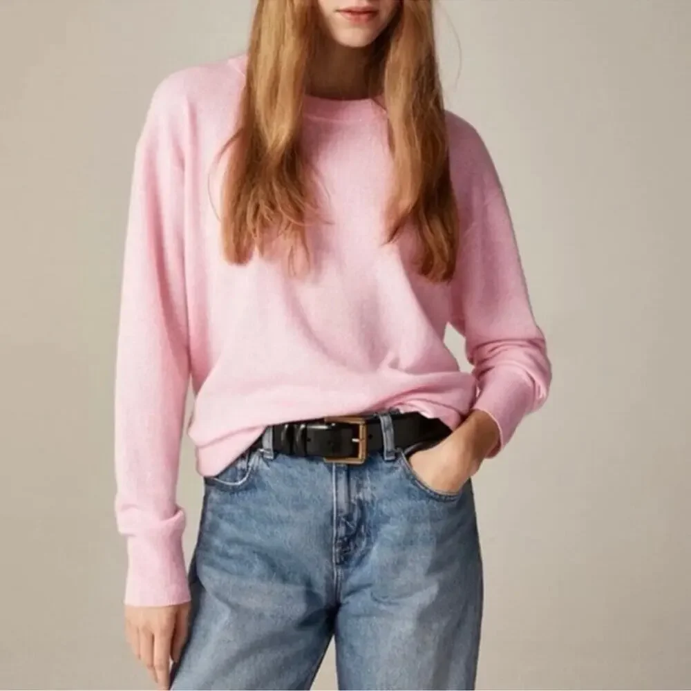 J.Crew Cashmere relaxed crewneck sweater Heather Blush